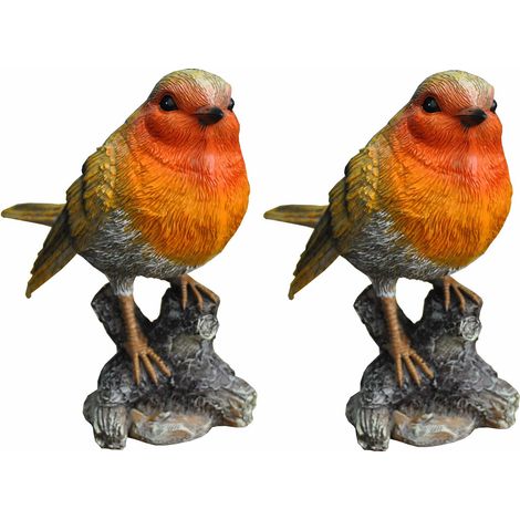 Pair of Robins on a Tree Stump Garden Ornaments (1/5)
