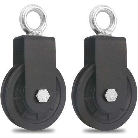 2 pièces 90 MM Poulie pour Cable-Poulie de Fitness-Accessoire de Bricolage Poulie de Levage pour Câble Métallique Corde-Charge 160 kg (1/5)