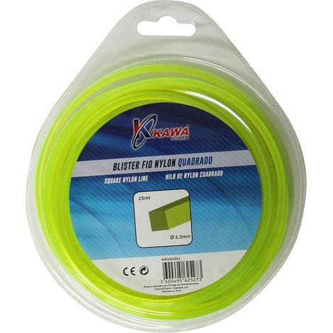 Kawapower Hilo de nylon cuadrado 3,3 mm 15 m