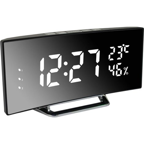 Réveil Numérique, Horloge Numérique LED Reveil Matin Digital avec Température/Snooze/2 Alarme/12/24 Heure,Cinq boutons de fonction (1/4)