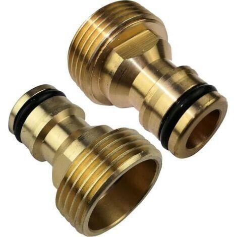 47449 2 adaptateurs mâles 3/4'' raccord rapide pour robinet filetage extérieur nez de robinet accessoires/outils de jardin/sanitaire/irrigation laitonné (1/4)