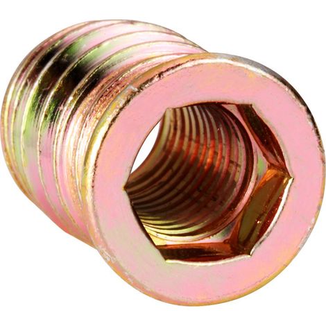 Ecrous à filets internes et externes écrous hexagonaux internes vis à bois écrous à filets internes et externes écrous en fer pour le travail du bois-M6,15mm,30pcs (1/4)