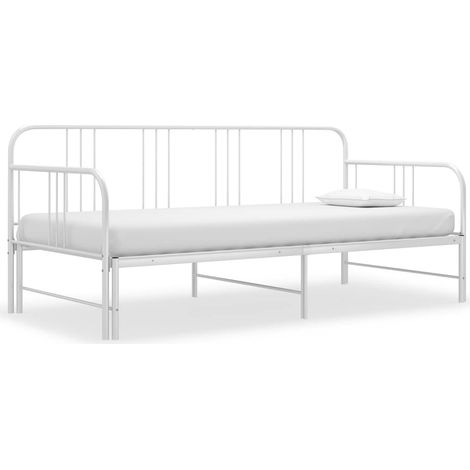 Cadre canapé-lit extensible en métal blanc 90 x 200 cm avec sommier à lattes - PANGIVO (1/5)