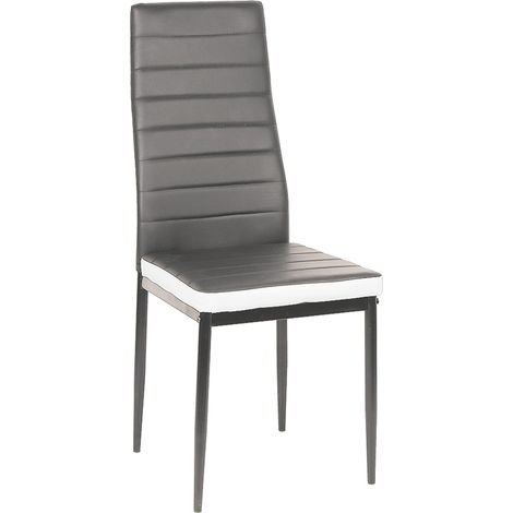 4er Set-Esszimmerstühle, Esstischgruppe, Sitzgruppe, Küchenstuhl Hochlehner,grau-weiß (1/5)