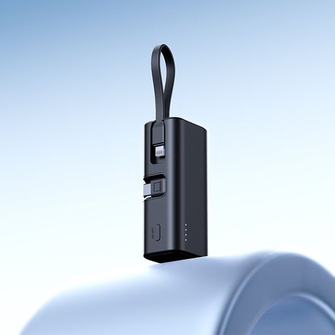 Chargeur ultra-rapide PD22,5 W, câble intégré, mini-batterie externe, capsule portable, alimentation mobile, 5 000 mAh (noir) (1/5)