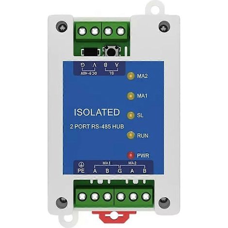 Hub industriel RS485 à cache 2 voies vers RS485 1 voie, alimentation 9-40 V CC, isolation optique, protection ESD E810-R21. (1/5)