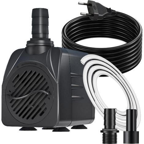 Pompe à Eau Submersible 16W 800L/H, Pompe Aquarium Avec Câble 3m Protection Surchauffe Ultra Silencieuse Petite Pompe pour Fontaine Étang, Statues, Hydroponique (Noir)
