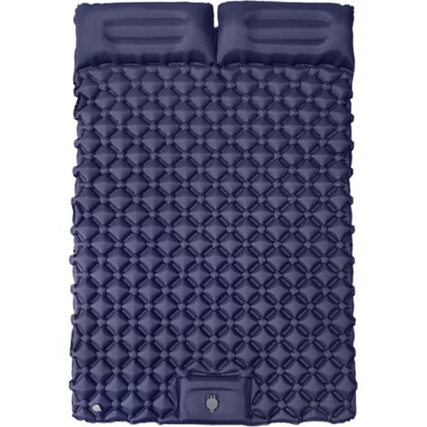 Colchón hinchable doble con almohada integrada, equipo de camping portátil, 190 x 120 x 5 cm (azul oscuro) (1/5)
