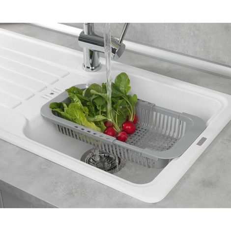 Panier égouttoir extensible pour évier – Polypropylène – Dimensions L. 30/39 x l. 18,5 x H. 7 cm – Adapté à tous les éviers (1/5)