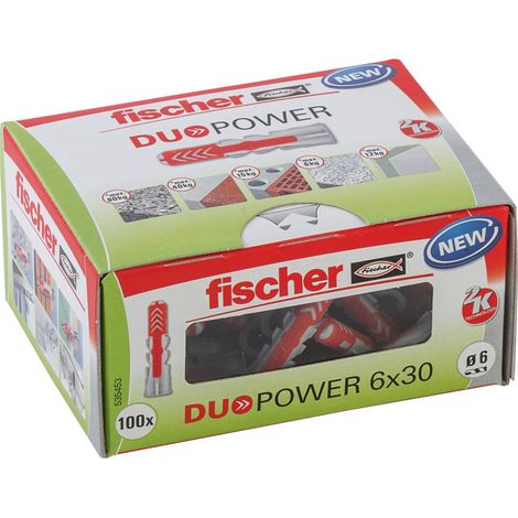 Fischer Dübel DUOPOWER Spreizdübel Klappdübel 6 x 30 mm, 100 Stück