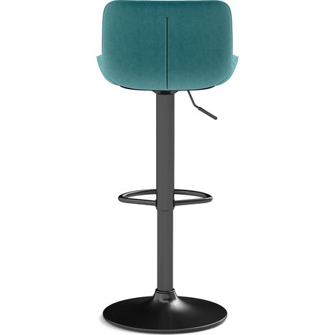 Lot de 2 tabourets pivotants bleus pour bar de cuisine, revêtement en velours, réglables en hauteur, rotation à 360° (1/5)