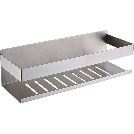étagère de Douche Sans Perage, étagère de Douche Auto-adhésif,SUS304 Acier Inoxydable Adhésive Panier de Douche Nickel Brossé 30CM (1/4)