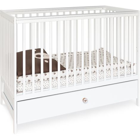 Cuna de madera 2 en 1 con cajón + sofá - 120x60 cm, blanca