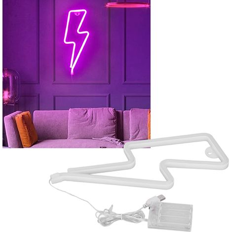 Lampe décorative lumineuse LED néon rose, à piles USB, idéale pour la décoration murale et la décoration de chambre. (1/5)