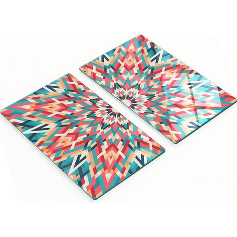 Due taglieri decorativi in vetro temperato a forma di caleidoscopio, 2x30x52 cm (1/5)
