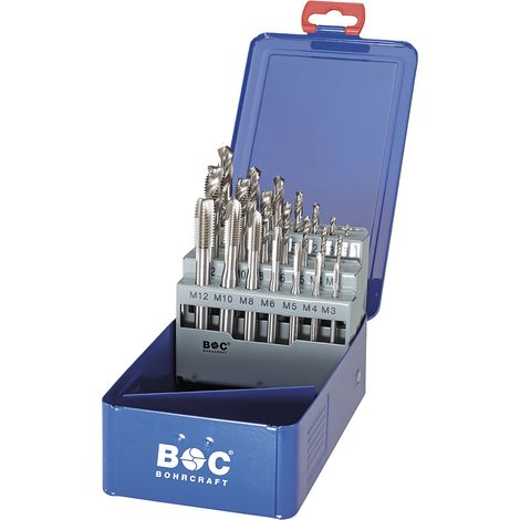 BOHRCRAFT Maschinen Gewindebohrer-Box HSSG/HSS-E Co5 M3-M12 + Kernloch (1/2)