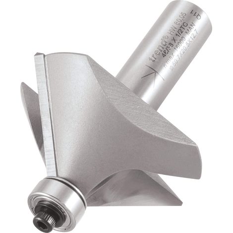 Trend 46/38 x 1/2" TCT Bearing Guided Chamfer Bit, 45° Angle, 50 x 19mm Cutting Size