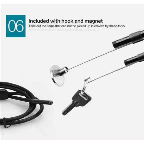 Endoscope USB 7mm 6 LEDs, Caméra d'Inspection pour Téléphone Android, Étanche 2M