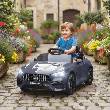 Auto elettrica per bambini Mercedes-AMG 12V con telecomando, LED, musica, grigia HAVRYA (1/4)