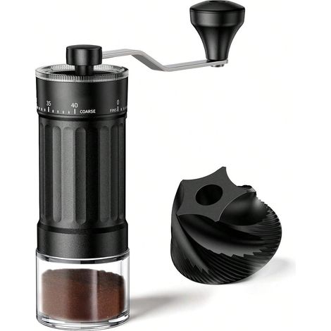 Mini moulin à café – 40 réglages de mouture, moulin manuel portable, capacité de 30 g, moulin conique, convient pour l'espresso, le café filtre et la cafetière à piston, 16,5 x 16 x 5,7 cm (1/5)