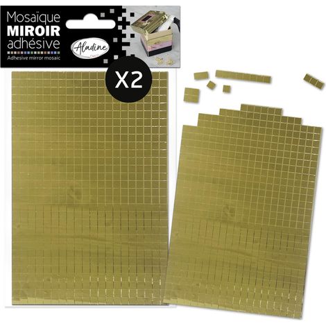 Mosaïque Miroir Adhésive Dorée 2 Feuilles 10 x 15 cm Mini Carrés Adhésifs pour DIY (1/5)
