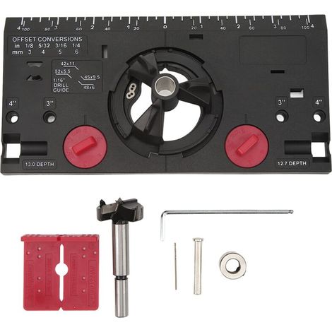 Jig de perçage pour charnières 35mm, guide de perçage pour bois avec fraise et mèche 1/16 pouce, noir (1/5)
