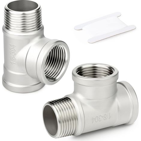 Stück 5-Wege-Rohrverschraubungen aus Edelstahl, 1" BSP Innengewinde, T-Stück mit Außengewinde 1/8" BSP (2 Stück) (1/5)