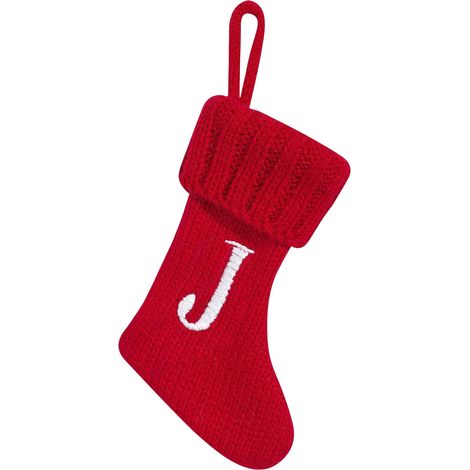 Chaussette De Noël - Tricotée En Fibre De Polyester - Avec Lettre Brodée A À Z - 9 5 X 11 Cm - Pour Décoration Familiale - 1 Pièce