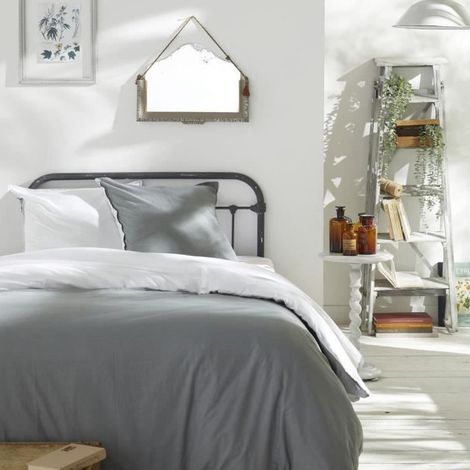 Parure de housse de couette TODAY Charme réversible 260x240 cm Gris clair x Dune Constance (1/5)