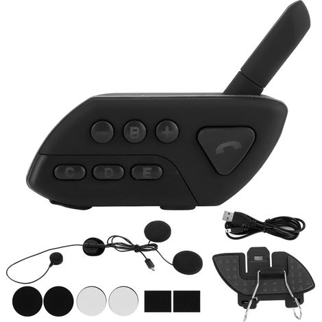 Casque Bluetooth Moto Intercom Anti-Bruit 120km/H Écouteur Moto Équipement de Conduite Noir