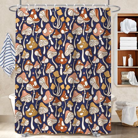 Ensemble rideau de douche polyester avec anneaux 180x180 infroissable rideau imperméable pour préparer la maison avant l’arrivée d’invités (1/5)