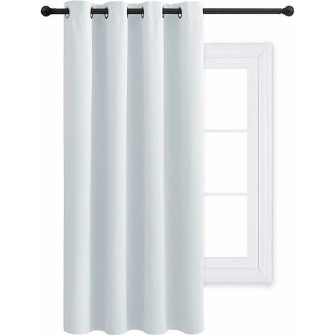 Décoration Rideau Occultant - Rideaux Thermique de Fenêtre Lumineux Bloquer Isolation Phonique Uni pour Fille Chambre Maison, 132 Largeur et 158 cm Hauteur, 1 Pièce, Gris Blanc (1/5)
