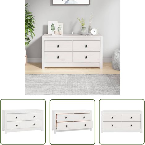 Maison Exclusive Beistellschrank Weiß 100x40x54 cm Massivholz (1/5)