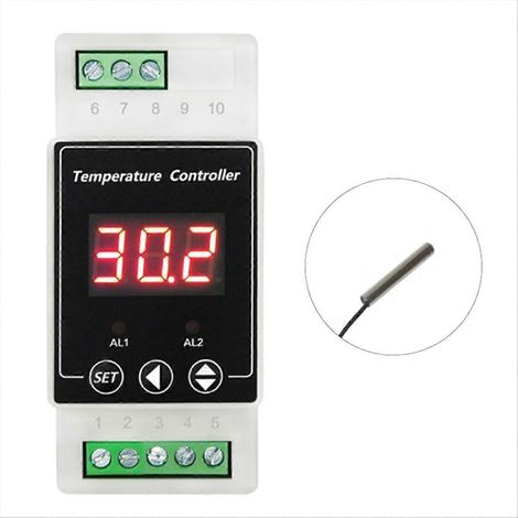Thermostat à LED pour rail DIN, relais 2 voies DC8-24V, contrôleur C (1/5)