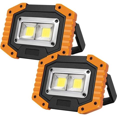 Lot de 2 lampes de travail 30 W, projecteur portable rechargeable et étanche avec base magnétique pour le camping et la réparation automobile. (1/5)