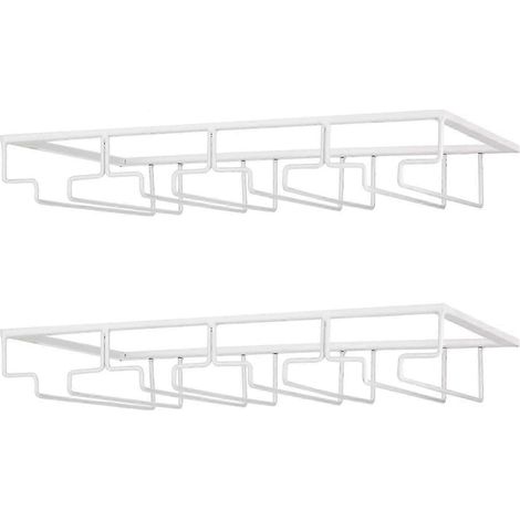 Weinglasregal – Unterbau-Weinglashalter, Stielglasaufbewahrung, Metall-Organizer für Bar und Küche, Schwarz Weiß 4 Reihen, 2 Pakete (1/4)