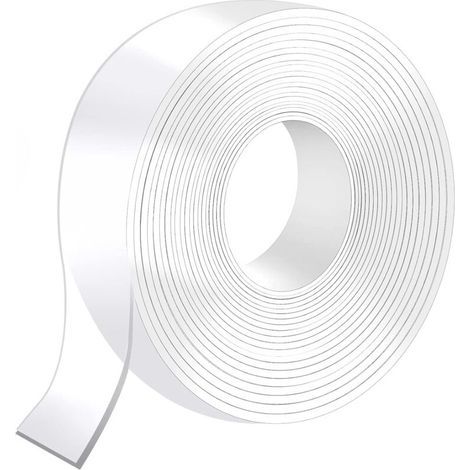 5M Scotch Double Face Extra Fort, 5M x 3CM x 2MM Scotch Transparent Double Face Lavable, Réutilisable Ruban Adhésif Double Face Accroche Tableau Sans Percer pour Cadre Photo Tapis