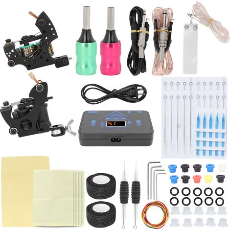 Kit de machine à tatouer complet avec bobine shader liner, bloc d'alimentation 90‑265V (prise US) pour artistes tatoueurs. (1/5)