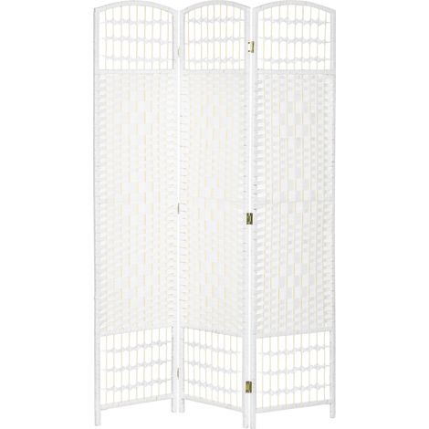 Paravent bois 3 panneaux pliable blanc 120 x 170 cm