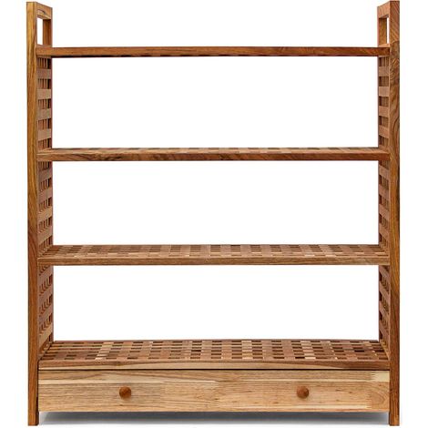 Scarpiera rustica per ingresso 80 x 30 x 100 cm con comodo cassetto atmosfera accogliente in legno chiaro 130005186