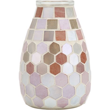 Vase en Verre Mosaïque pour Fleurs, Pot Décoratif et Porte-Bougie pour Chambre (1/5)