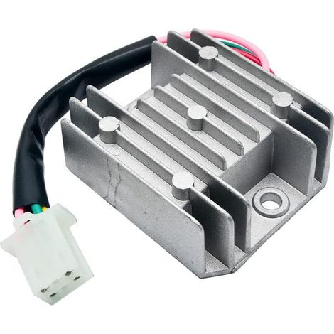 12V Motorcycle 4 Wire Regulator Rectifier Replacement, Universal Male Plug Voltage Regulator Rectifier for ATV Dirt Pit Bike Scooter Moped, Pack of 1 (1/5)