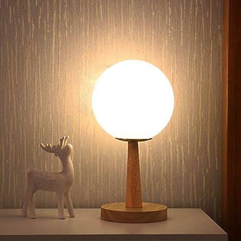 Lampe de Table Pied en bambou,Lampe de Chevet Dimmable extensible LED blanc chaud/blanc H28cm (1/5)