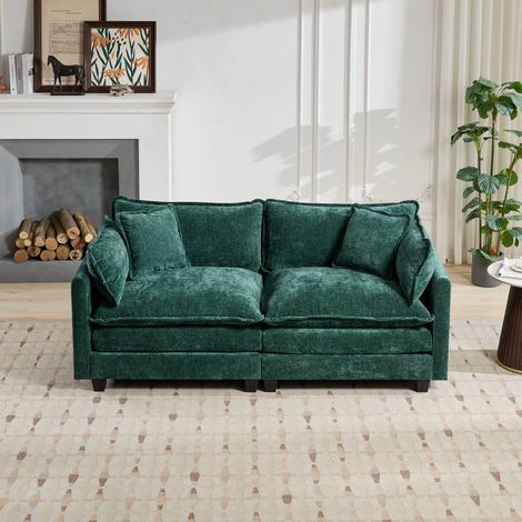 Sofa Sitzmöbel modular Chenille Grün Zweisitzer OKMYHOME (1/5)
