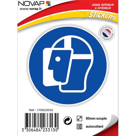 Panneau Visière de protection obligatoire - Vinyle adhésif Ø80mm - 4233130