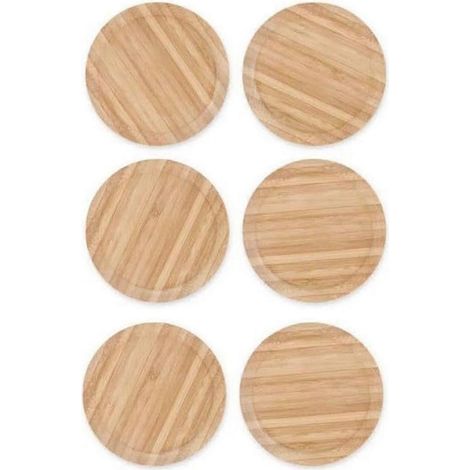 Lot de 6 couvercles en bois pour verres à vin, protégeant ainsi les verres d'eau des insectes et de la poussière. (1/5)
