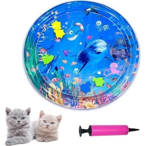1 Tapis de jeu, capteur d'eau, jouet gonflable, motif poisson, pour chat et chien (1/4)