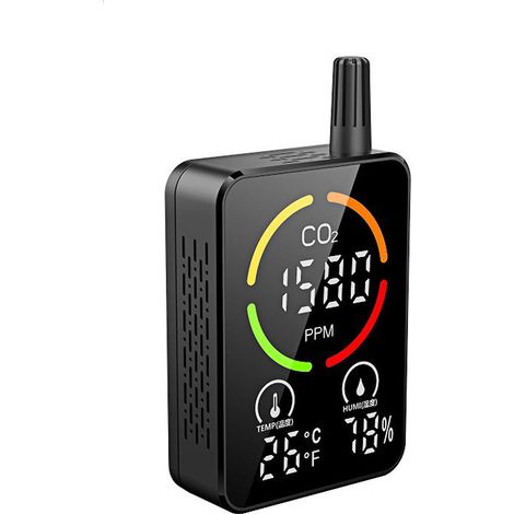 Détecteur de CO2 3 en 1 avec capteur NDIR, moniteur de qualité d'air précis pour température et humidité, pour voiture