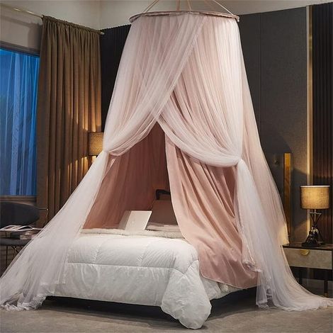 Moustiquaire universelle - Grande moustiquaire suspendue en forme de dôme, facile à installer, pour lits simples, doubles et king size (rose) (SKU produit : 97411192 SKU Offre : mwj25.9.16-6) (1/4)