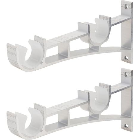 2pcs Tringle à Rideau Supports en Alliage d'aluminium Double Support Porte-Tringle à Rideaux (Blanc) (1/4)